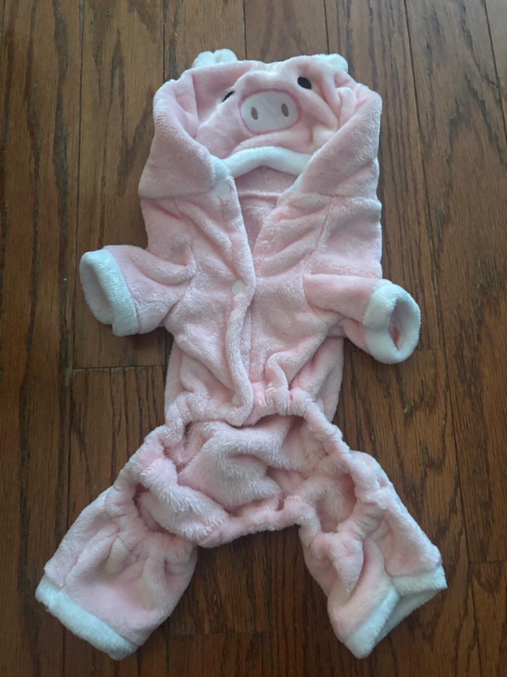 Pink Plush Pig Hooded Dog Onesie/ costume size medium